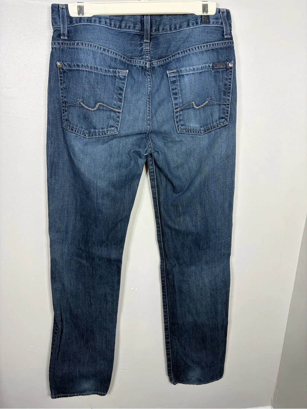 7 For All Mankind Slimmy Slim Straight Mens Jeans Blue Wash 30x32 Designer